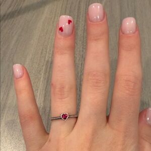 Pandora Heart Ring with Red Gemstone